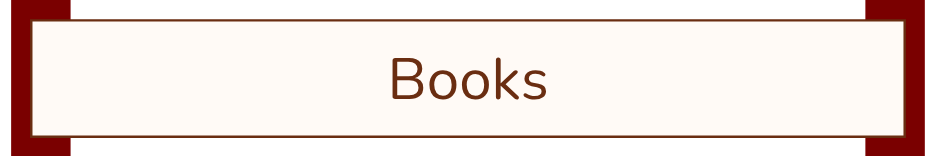 A beige sign with the word 'Books' written in brown, framed by a dark red border.