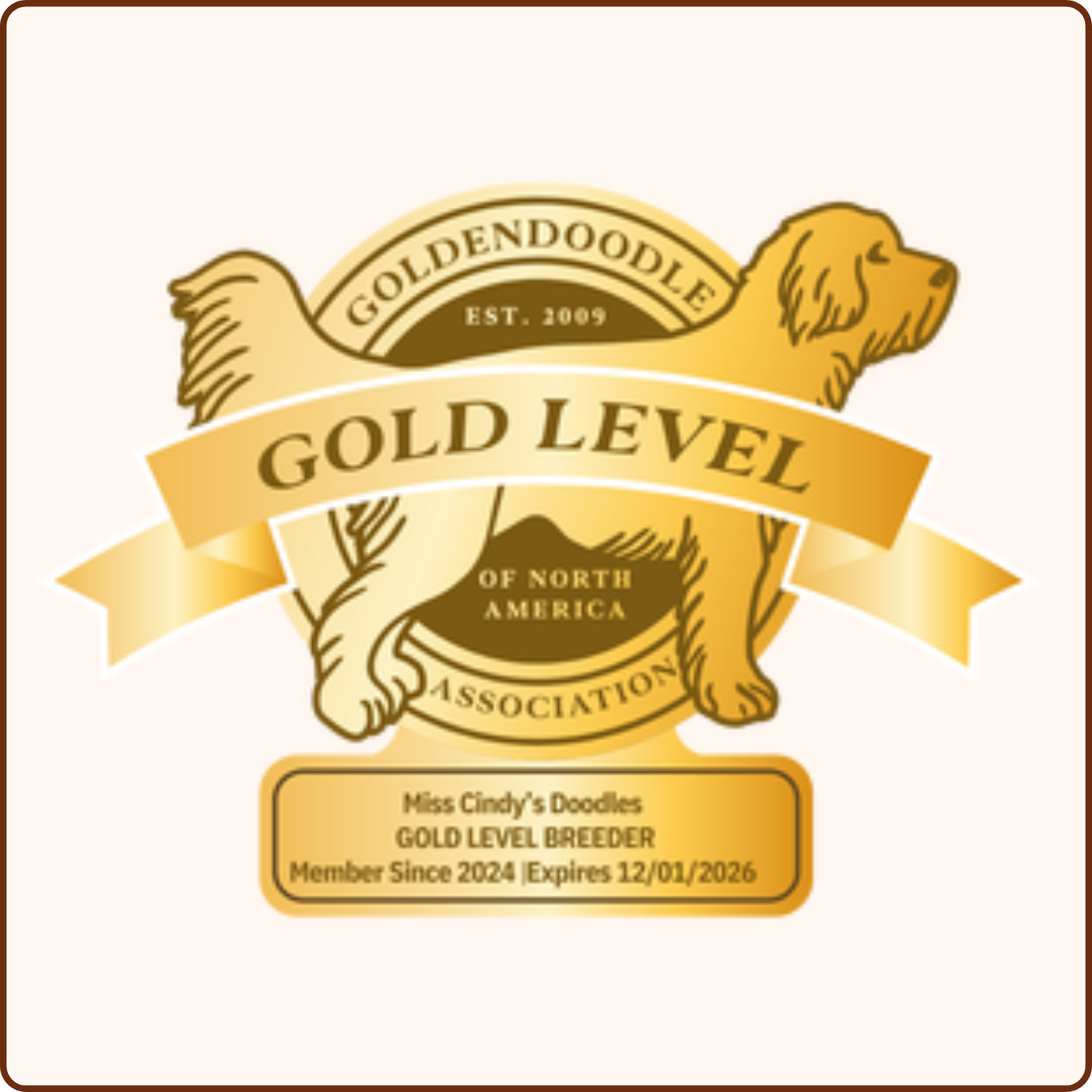 The Goldendoodle Association of North America (GANA™) Gold Level Breeder