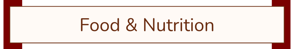 Sign with text 'Food & Nutrition' on a red background.