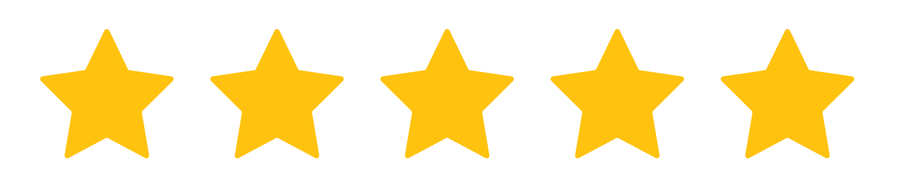 Five yellow stars in a row on a black background, representing a five-star rating.