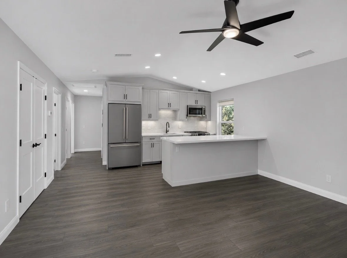 Complete kitchen renovation included new flooring throughout