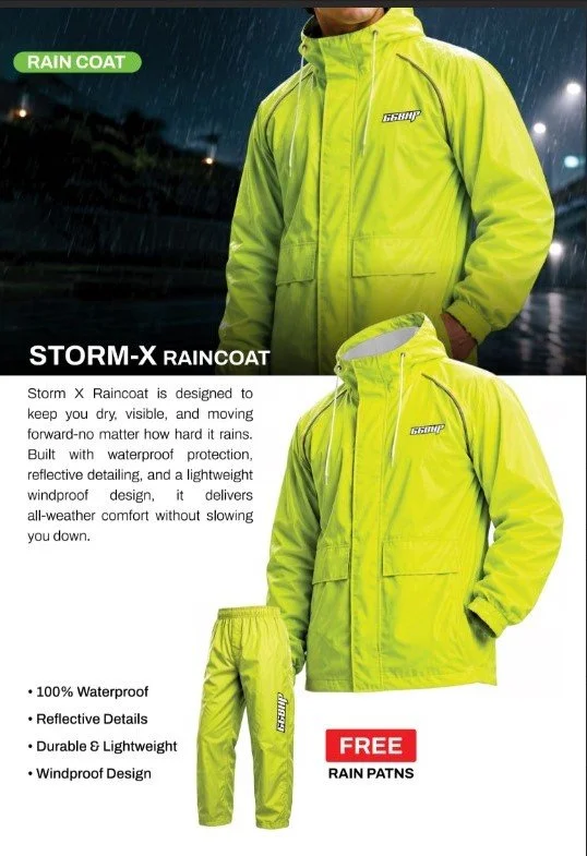 66BHP Storm-X Unisex Waterproof Moto Rain Jacket and Trousers Suit – High-Visibility Neon Green Heavy Duty 2-Piece Raincoat Set for Biking & Outdoor Work