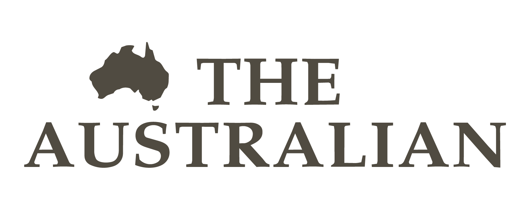 Text that reads 'The Australian' with an outline of the Australian continent above the text.