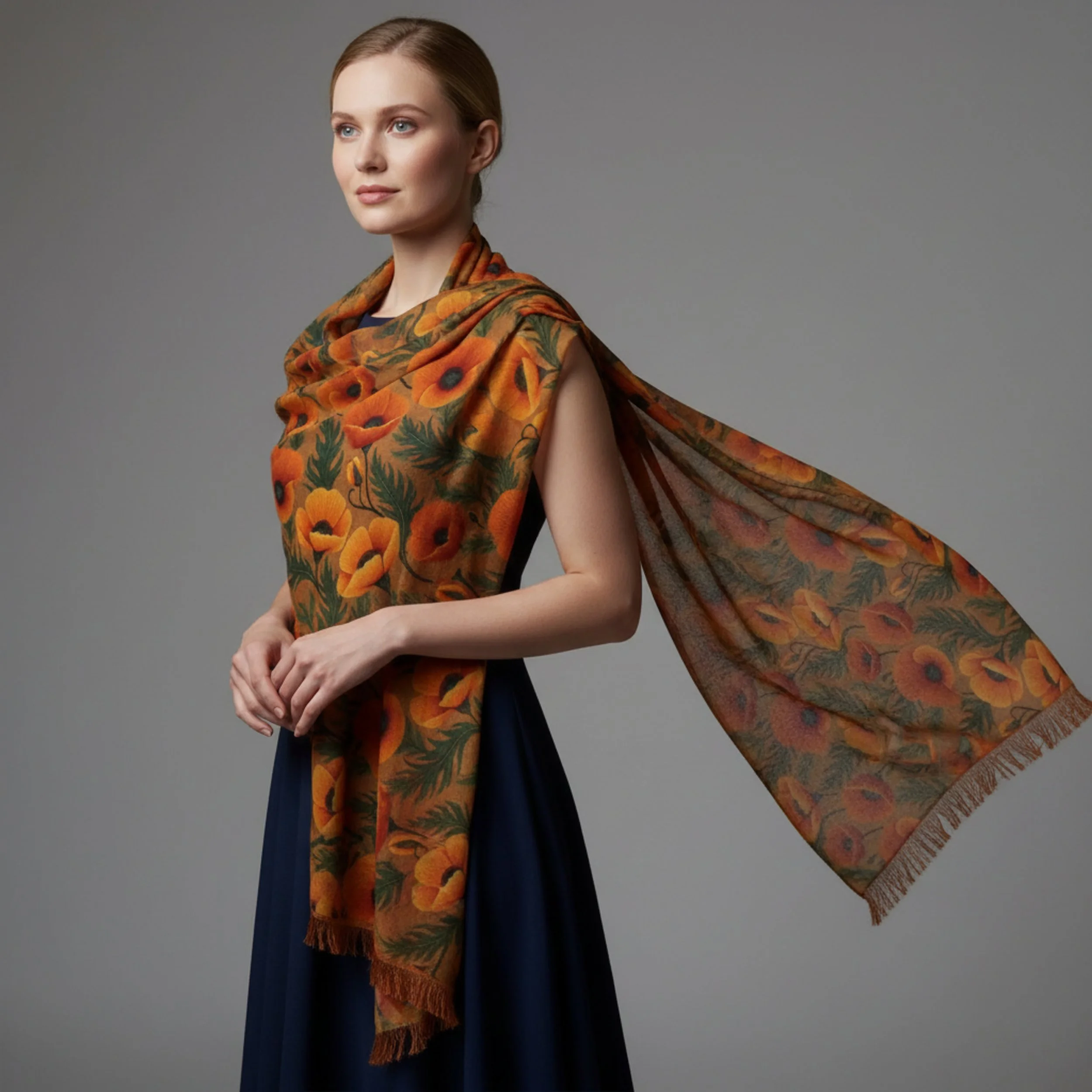 Poppy California Elegance Floral Scarf - Vibrant Fashion Accessory for Women