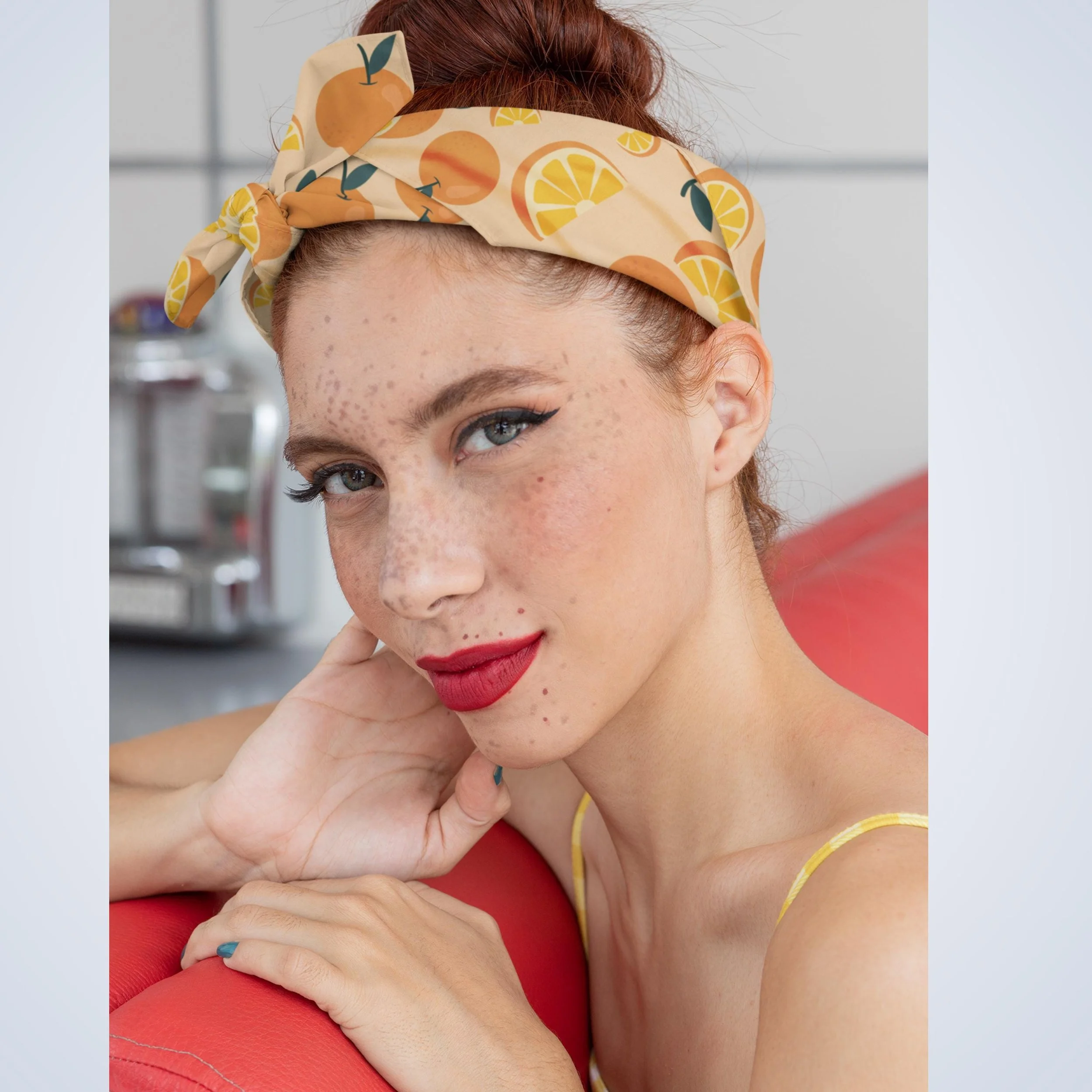 Citrus Slice Bandana: Recycled Fabric Headwrap or Pet Scarf