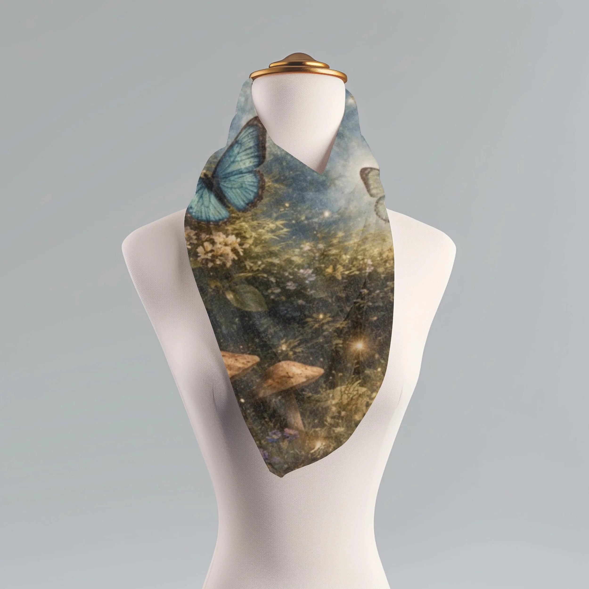 Enchanted Forest Butterfly Scarf, Woodland Cottagecore Shawl