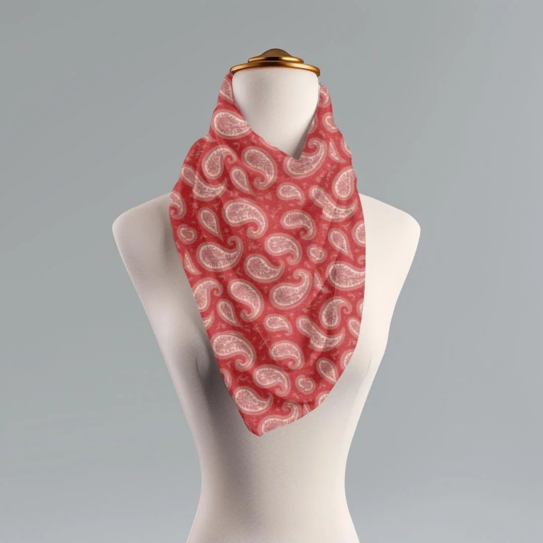Red Paisley Scarf: Boho Fashion Wrap, Elegant Fall Shawl