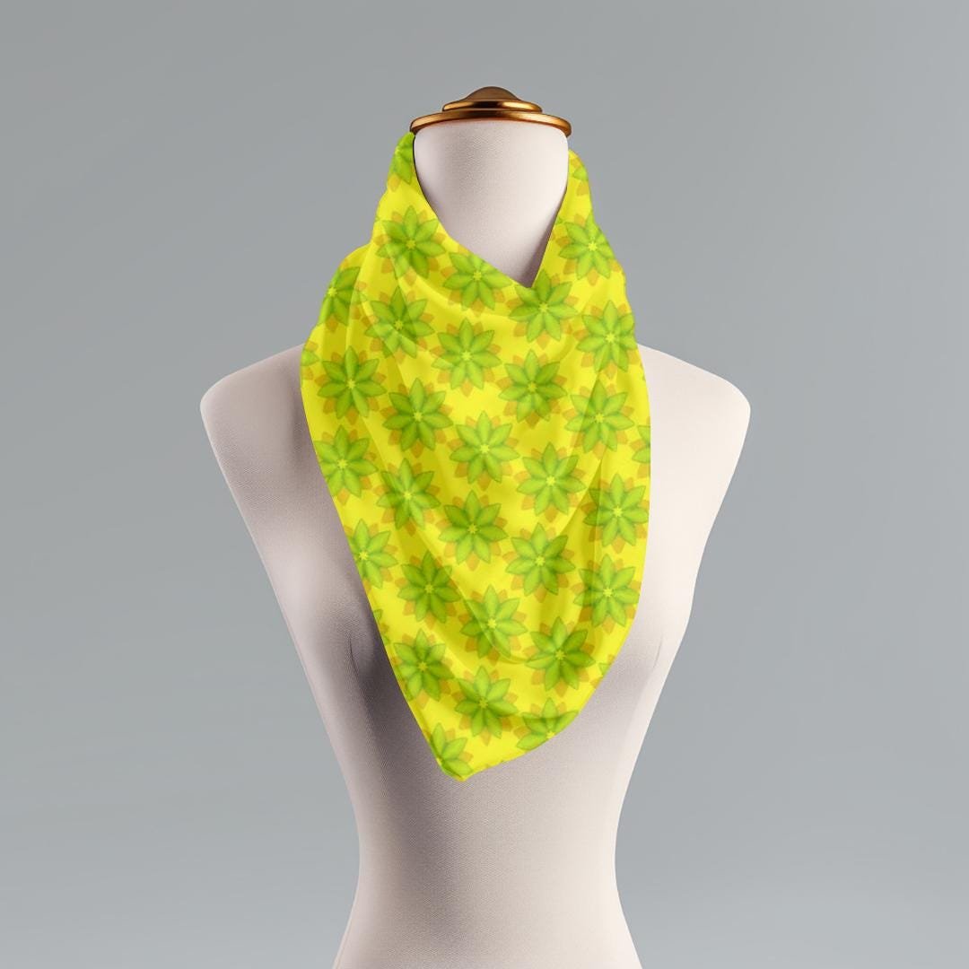 Floral Spiral Scarf: Spring Yellow Lightweight Polyester Accessory