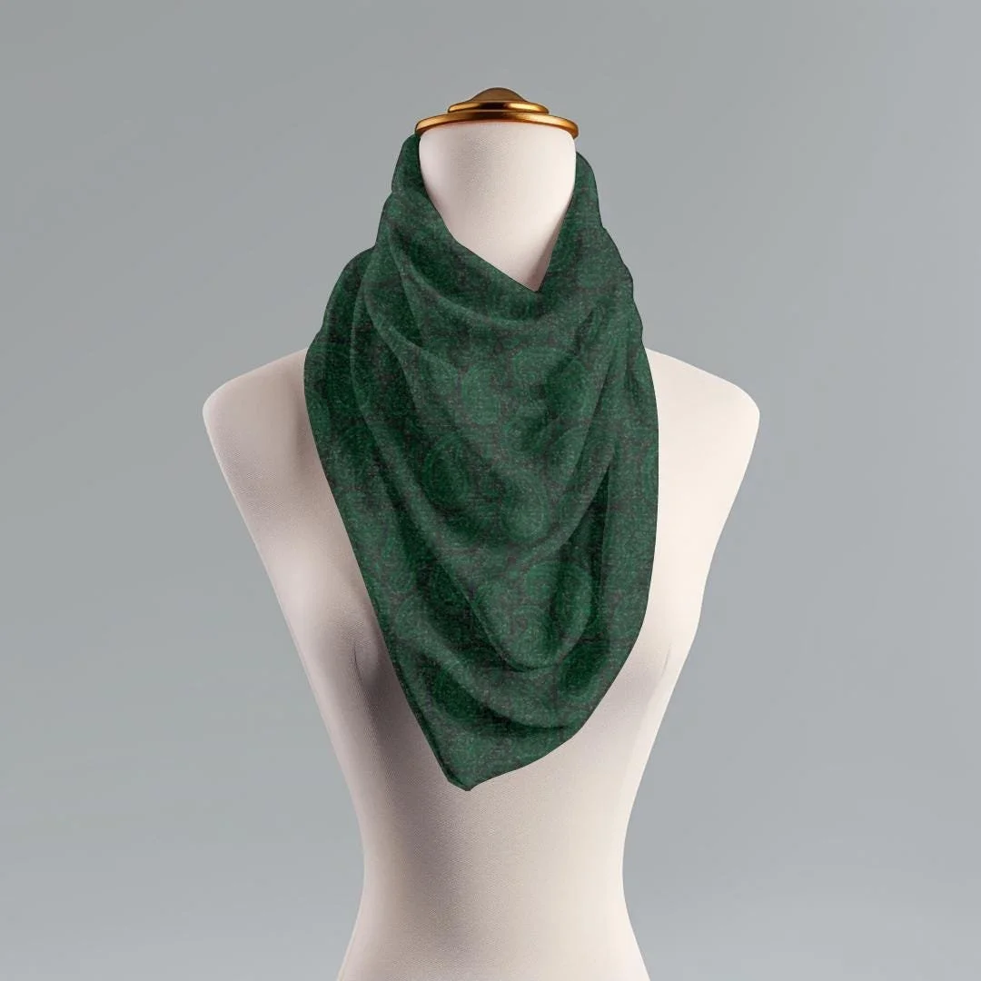 Emerald Green Paisley Scarf: Boho Fashion Wrap, Elegant Evening Shawl