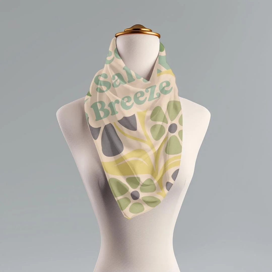 Earthy Floral Scarf: 70s Retro Boho Wrap