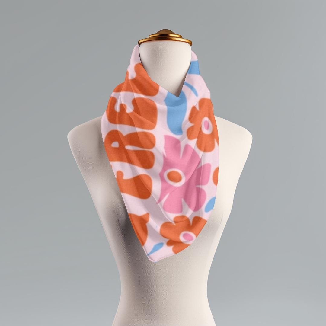 70s Floral Scarf: Retro Boho Sun-Drenched Wrap