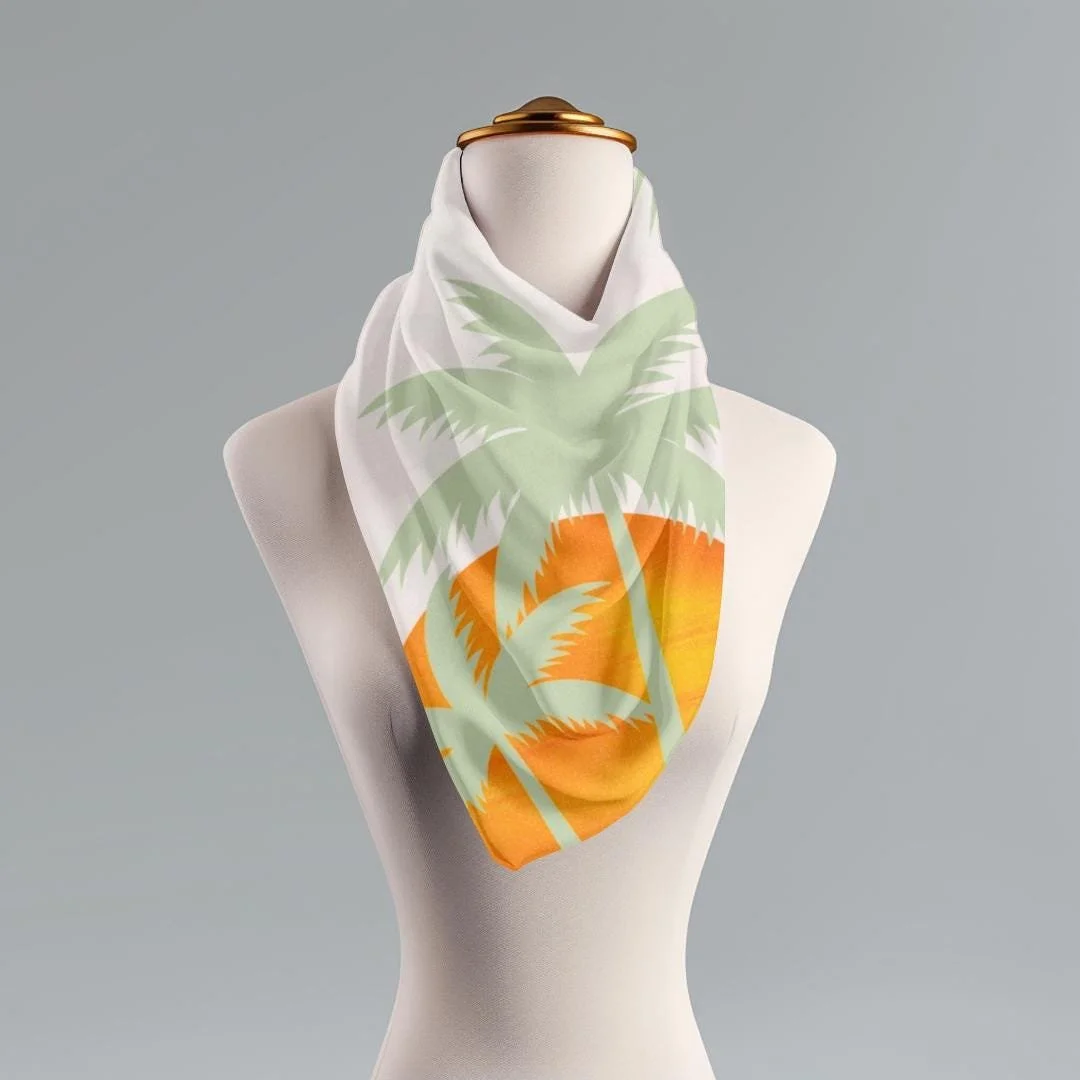 Palm Tree Scarf: Tropical Beach Wrap, Coastal Boho Style
