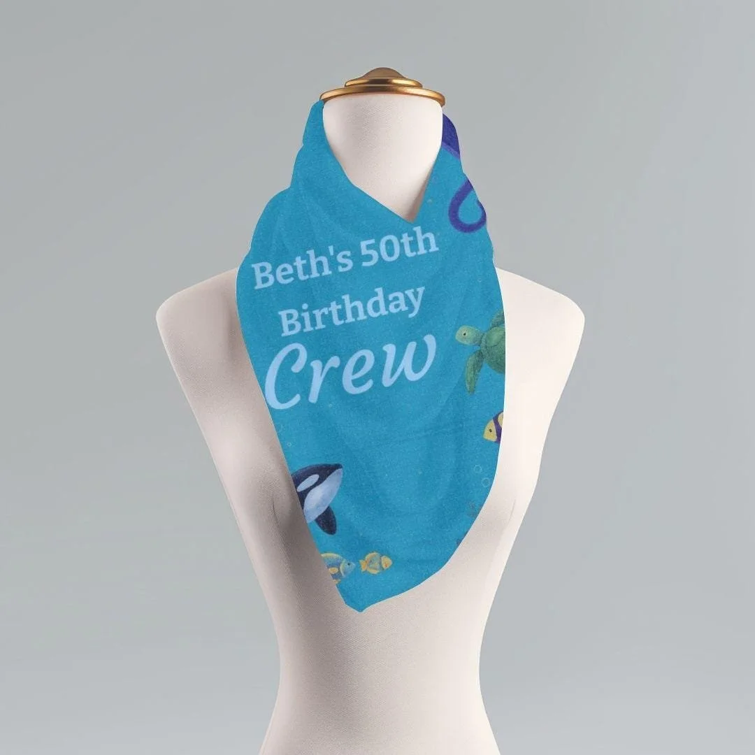Aquatic Animals Scarf: Personalized Ocean Theme Lightweight Wrap