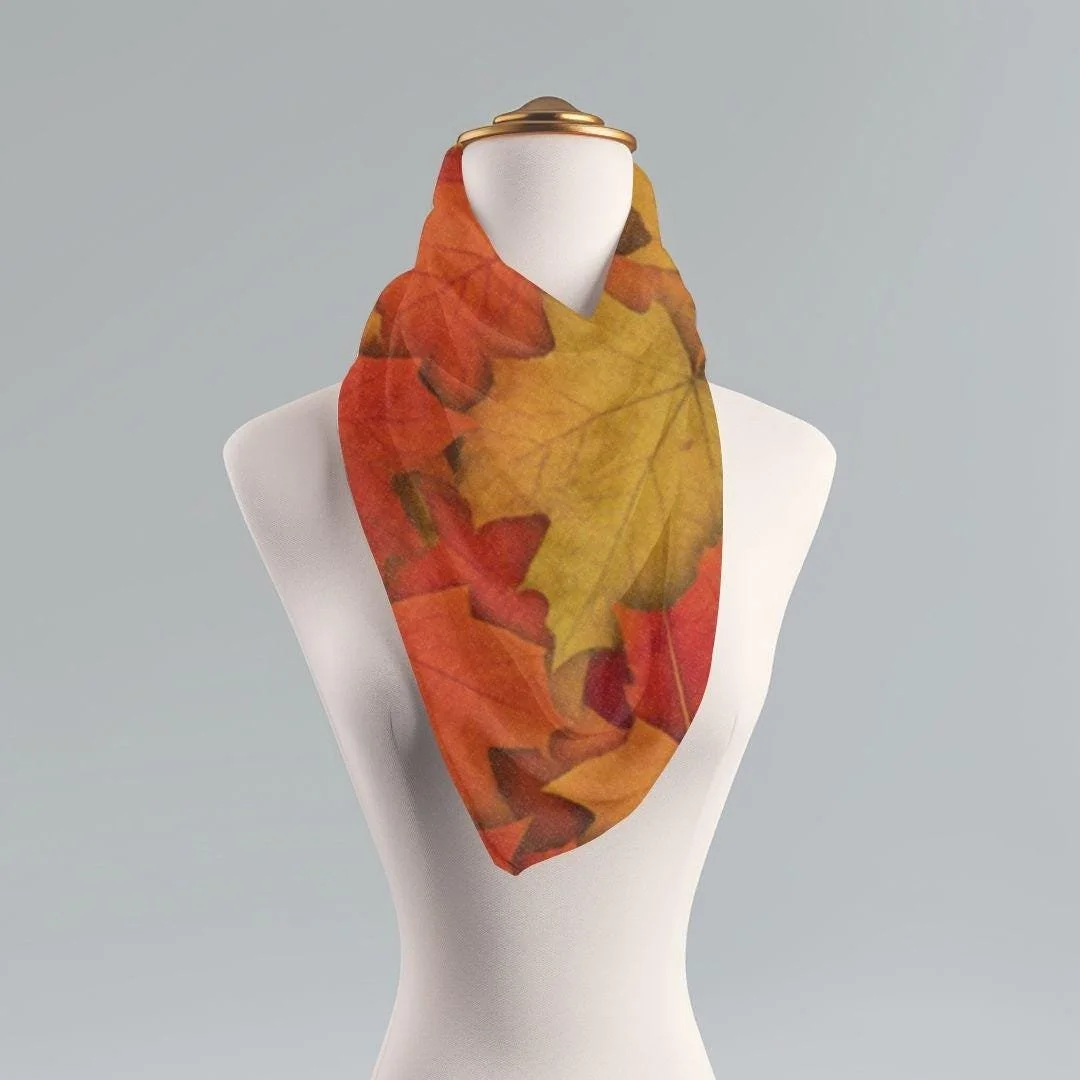 Autumn Leaves Scarf: Lightweight Fall Colors Neck Wrap