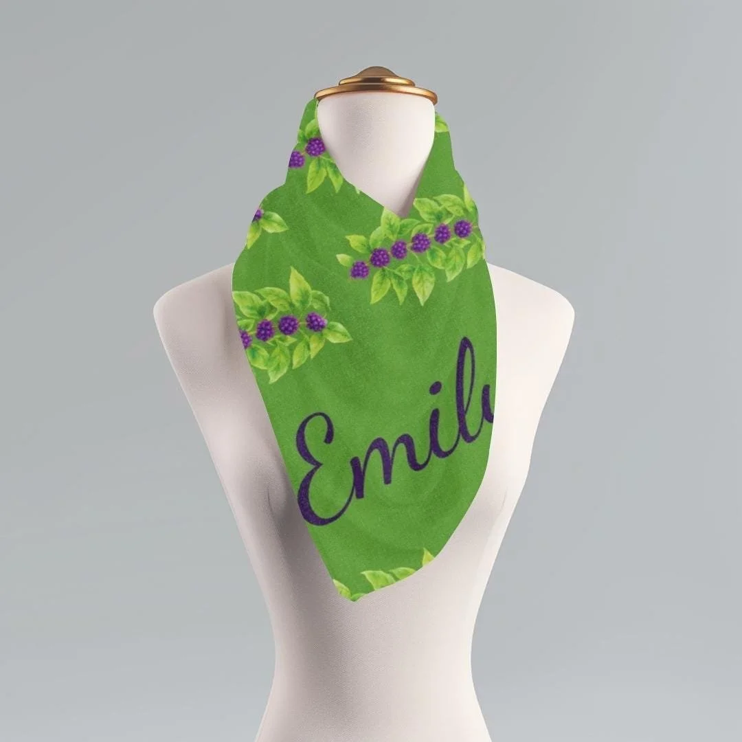 Light Scarf, Customizable Wrap, Fall Fashion Accessory, Green and Purple, American Beautyberry Gift