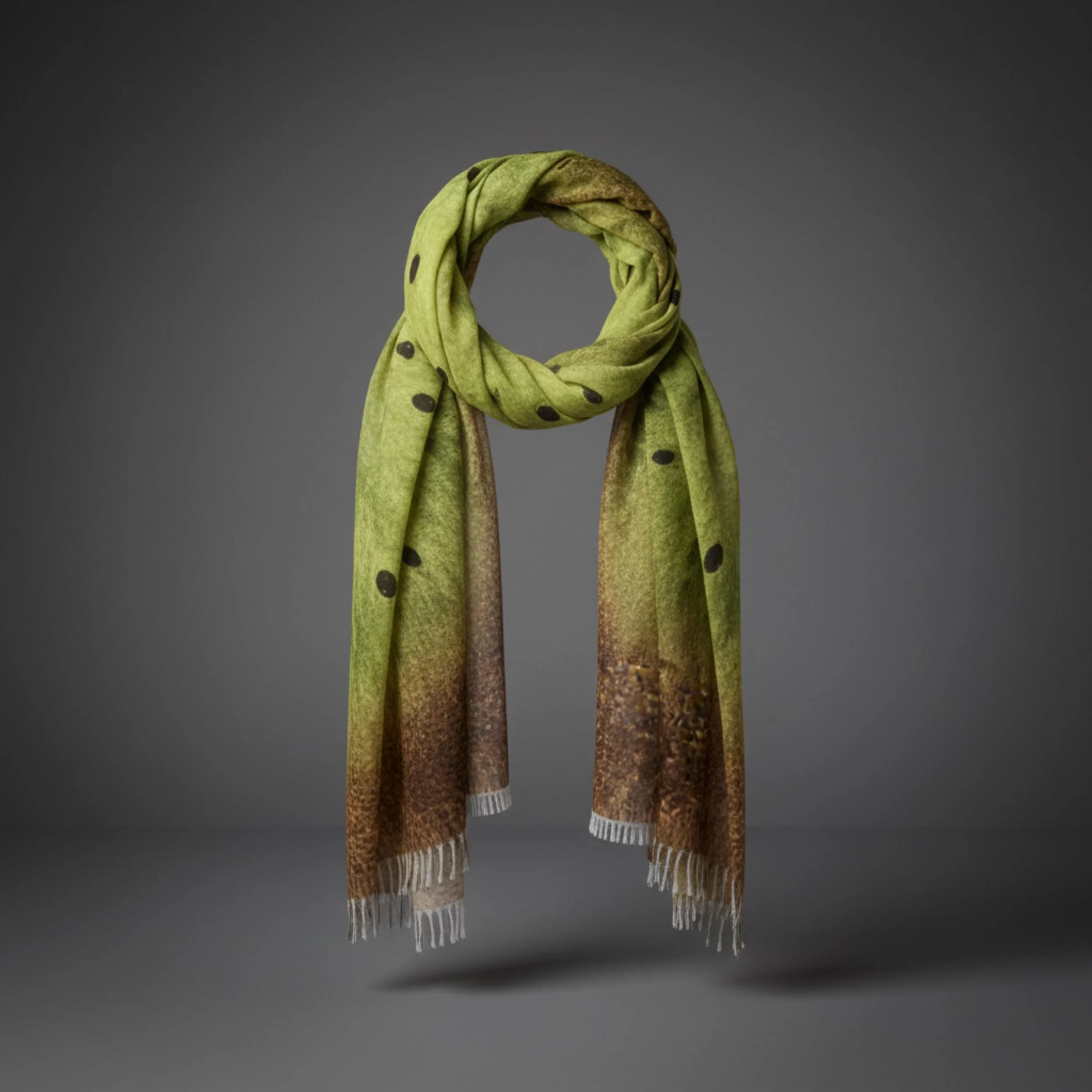 Kiwi Fruit Watercolor Scarf, Green Botanical Seed Wrap, Whimsical Summer Shawl