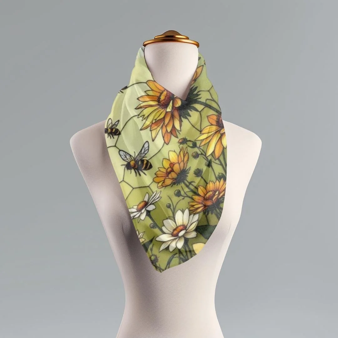 Bubble Bee Floral Scarf: Lightweight Spring Summer Shawl