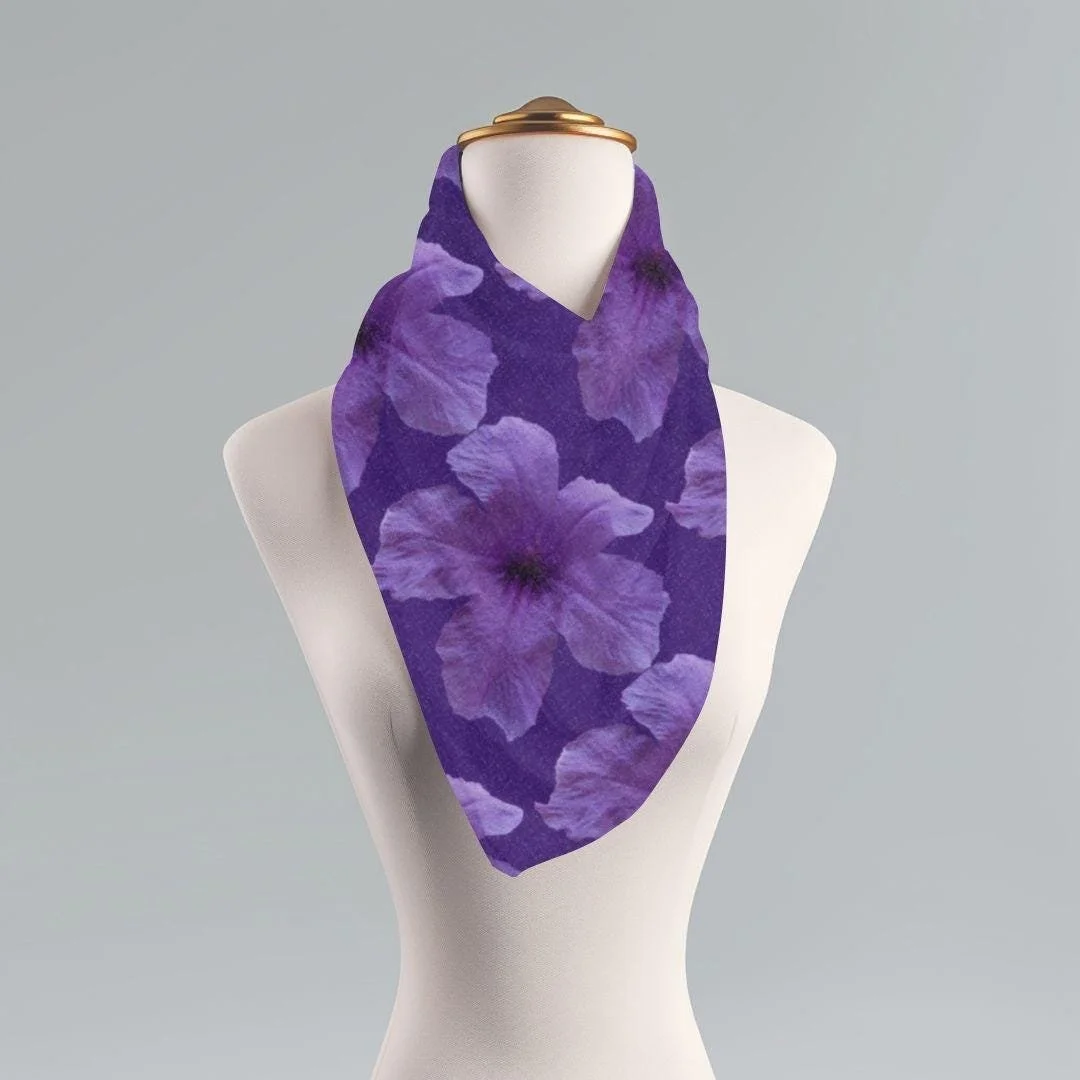 Purple Petunia Scarf: Floral Wearable Art, Lightweight Boho Wrap