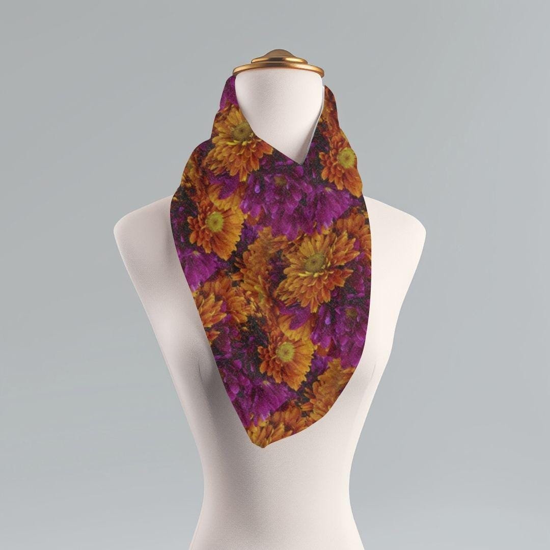 Fall Floral Mums Scarf: Wearable Photography Art Shawl