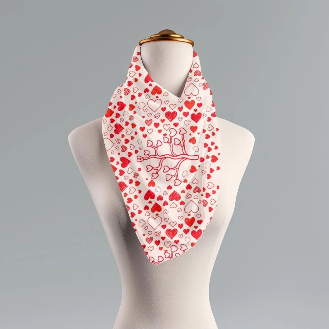 Doodle Heart Patterned Scarf Romantic Shawl, Valentine / Galentine Warp