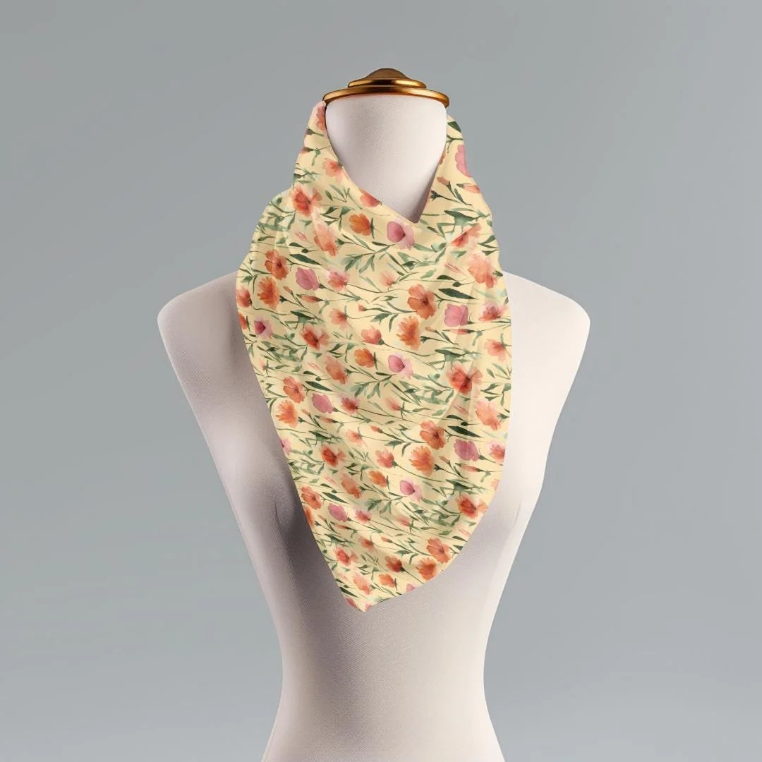 Peach Floral Watercolor Scarf: Lightweight Spring Accessory