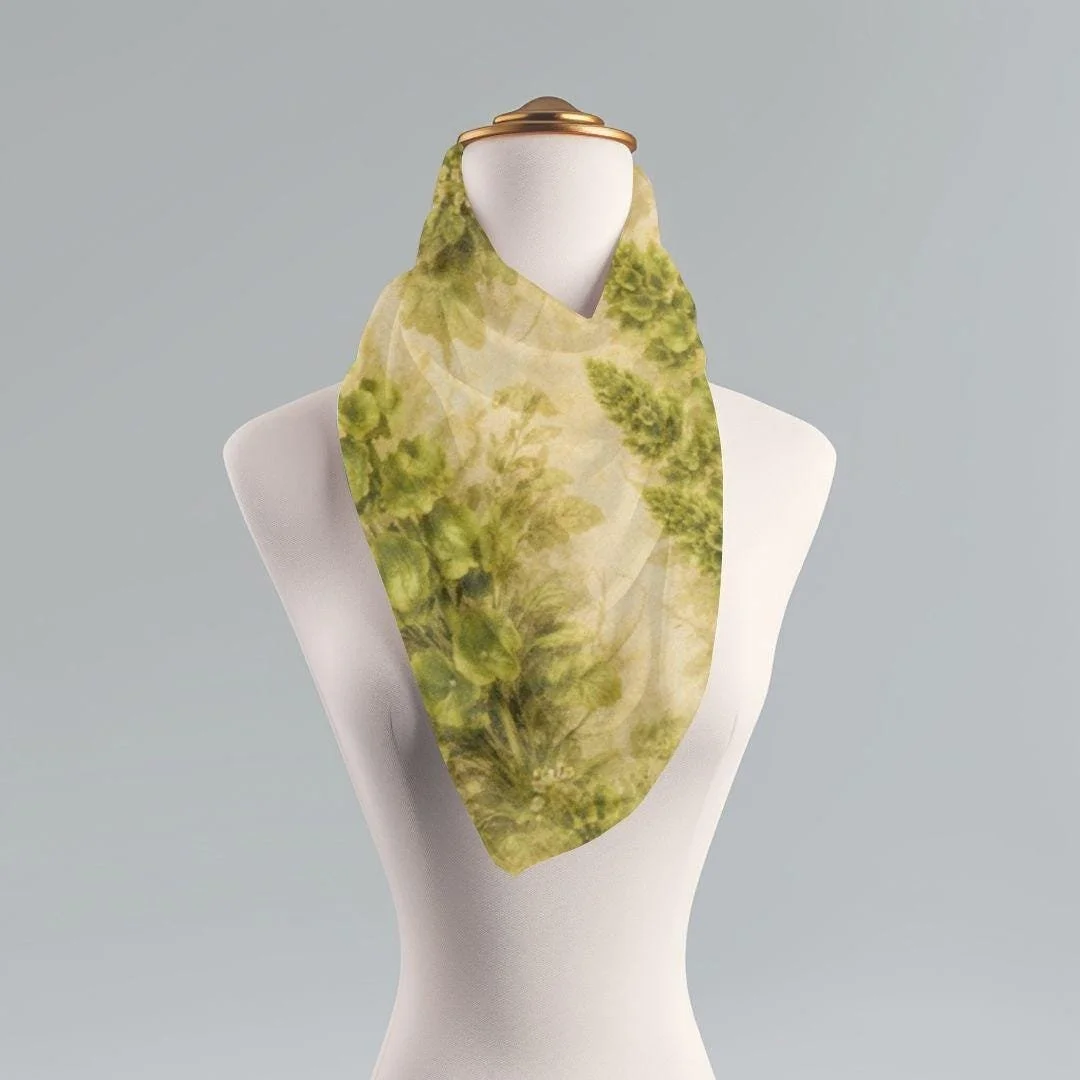 Bells of Ireland Scarf, Vintage Botanical Watercolor, Cottagecore Wrap