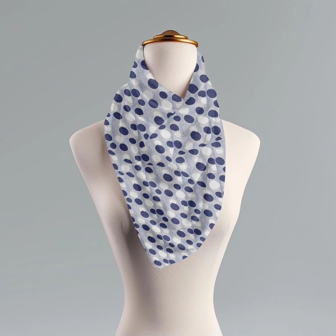 Blue Polka Dot Wave Scarf: Lightweight Polyester Accessory