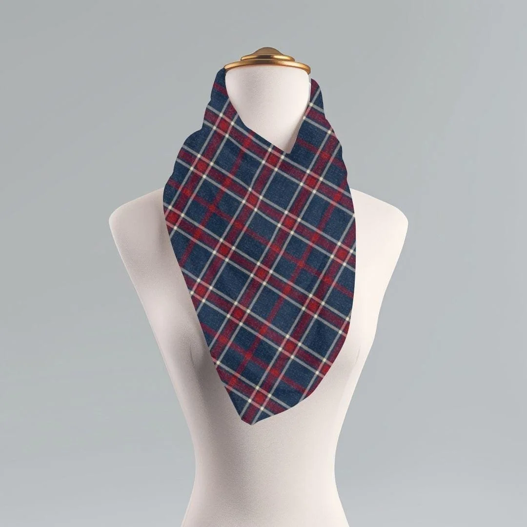 Blue-Red Plaid Scarf Shawl: Lightweight Polyester Fall Fashion