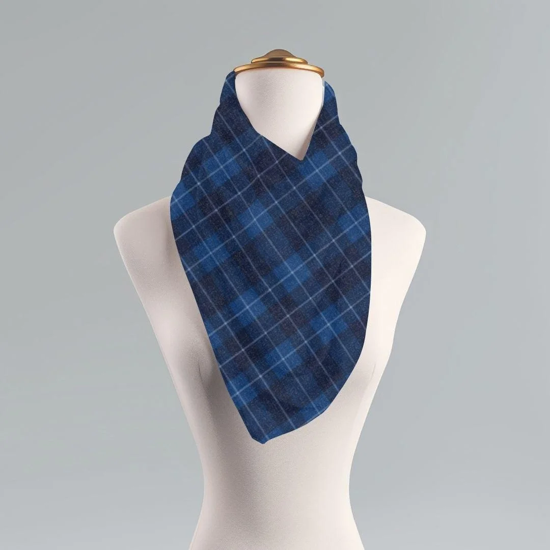 Dark Blue Plaid Scarf Shawl: Lightweight Polyester Fall Accessory