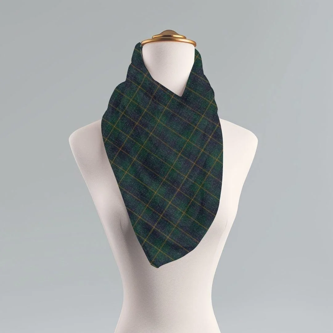 Green Plaid Polyester Scarf Shawl - Lightweight Fall Accessory
