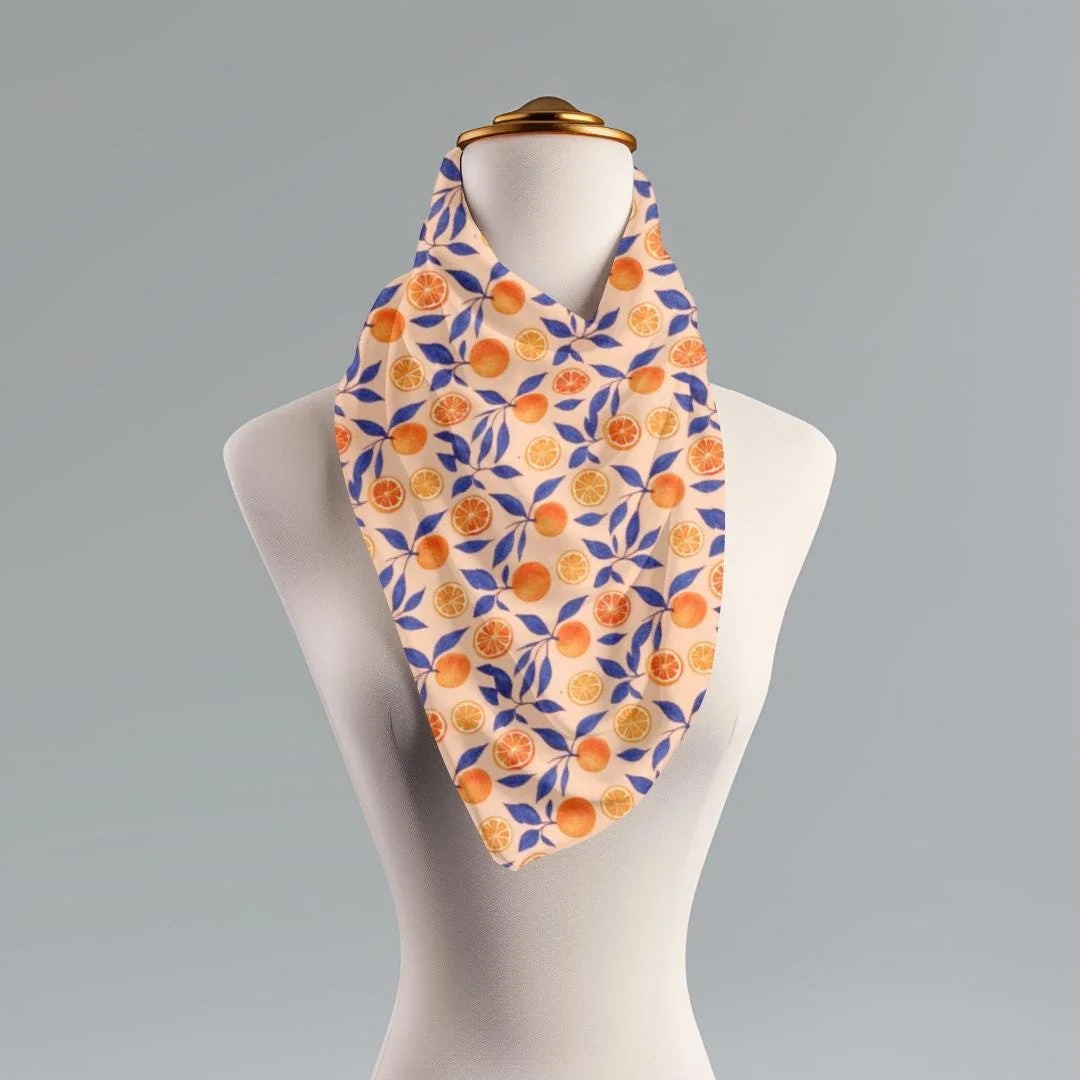 Orange Slice Scarf: Vibrant Citrus Print Fashion Accessory