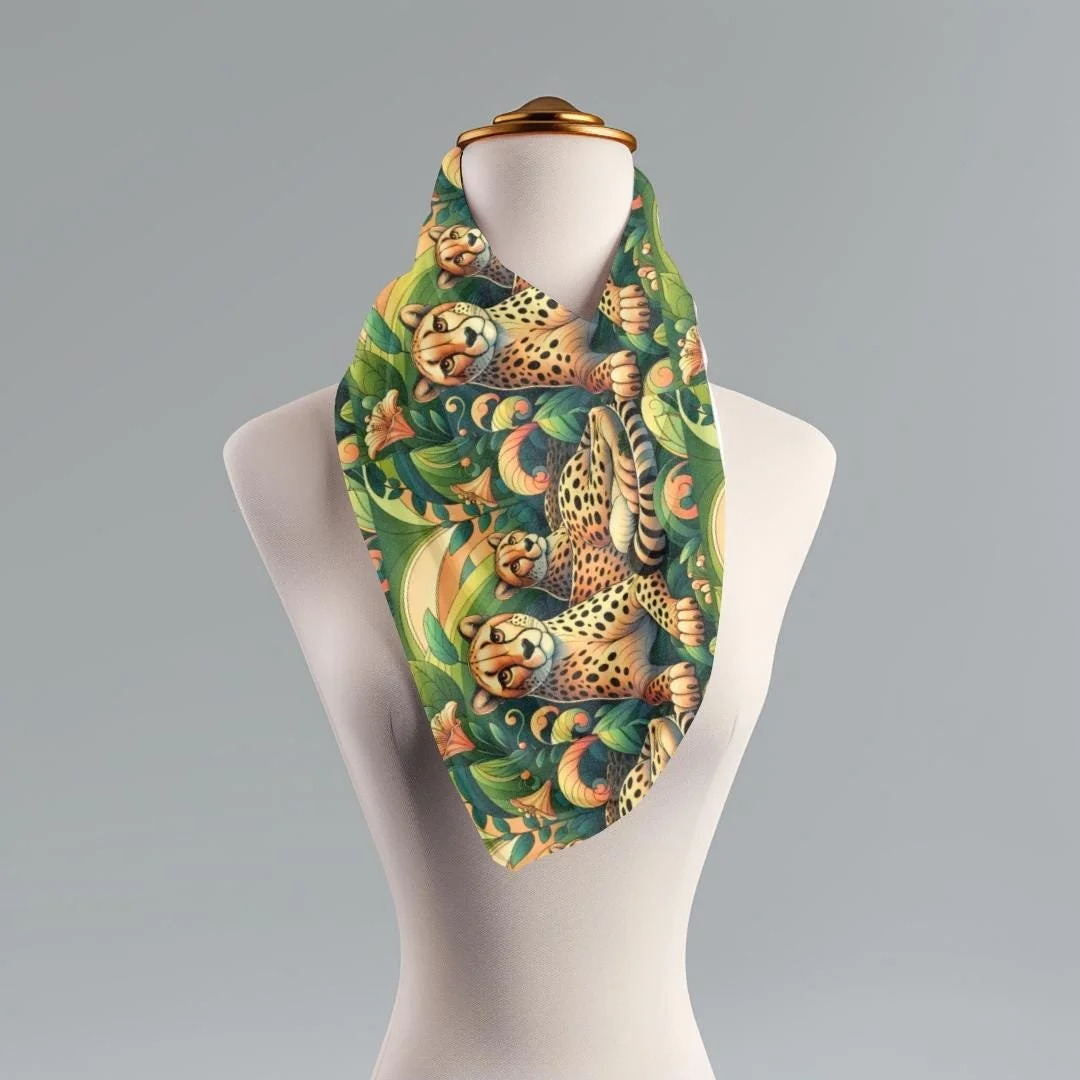 Cheetah Scarf: Tropical Jungle Foliage Polyester Shawl