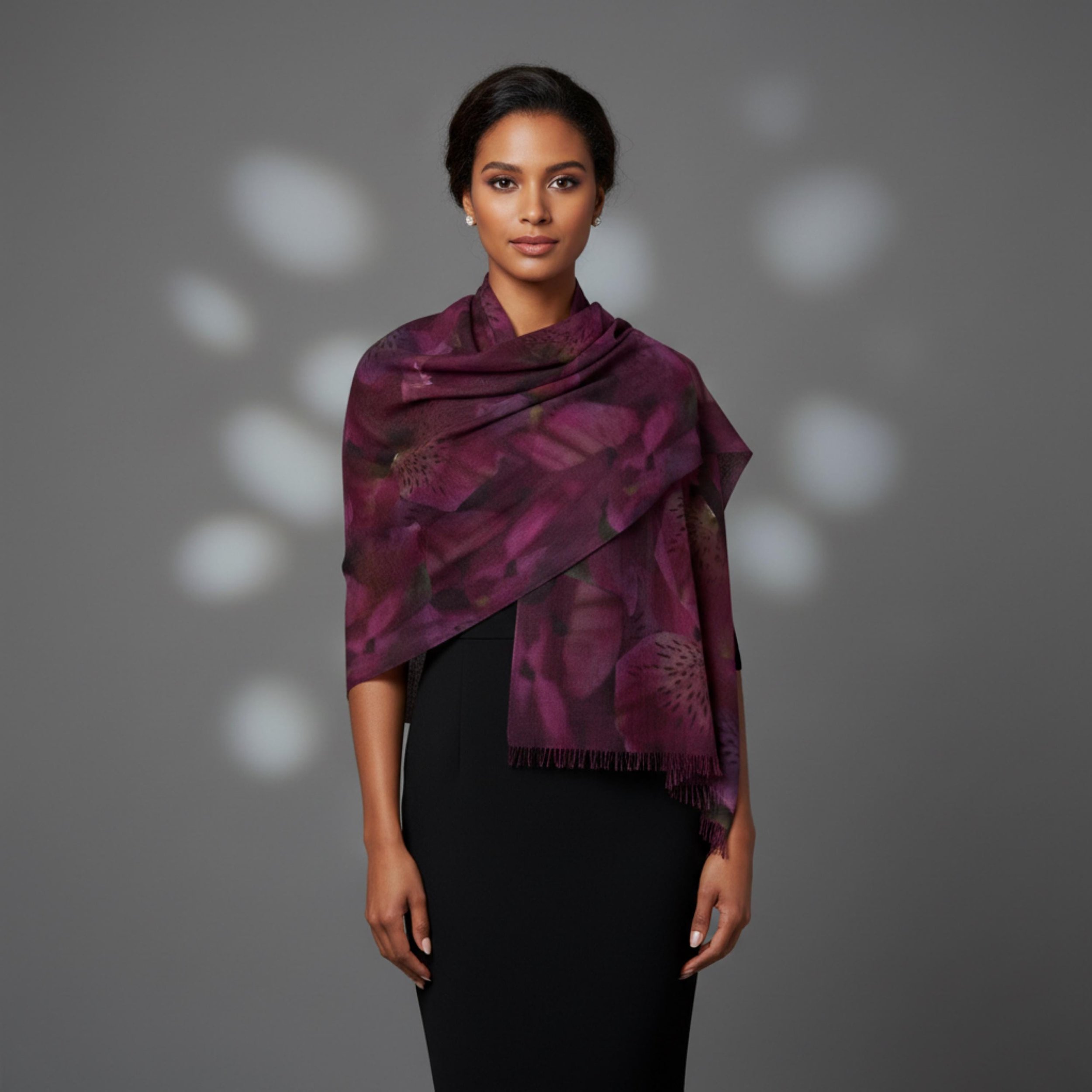 Purple Orchid Flower Petals Wrap Scarf, Order by Dec 9th to rec by Christmas