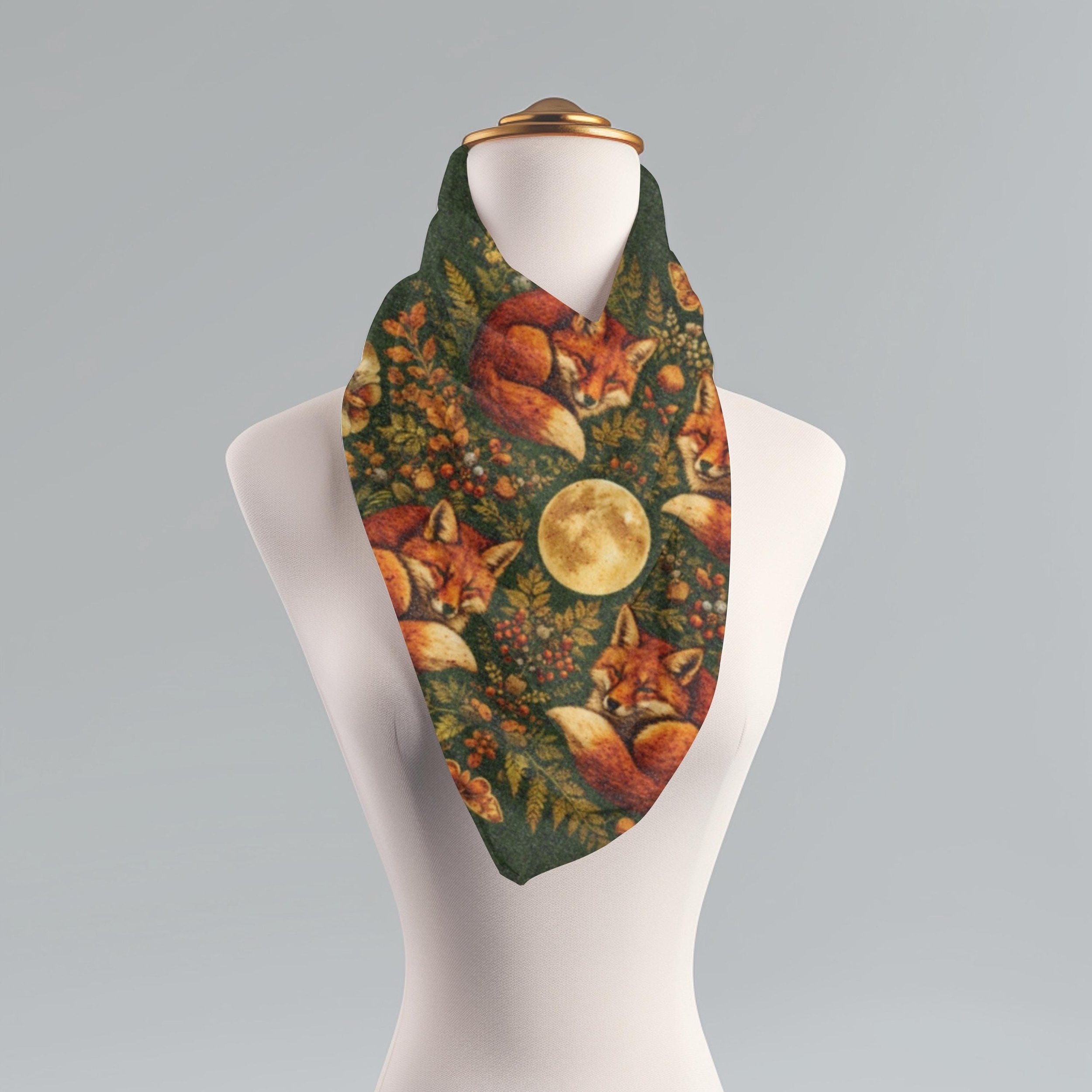 Autumn Fox Scarf, Woodland Cottagecore Shawl