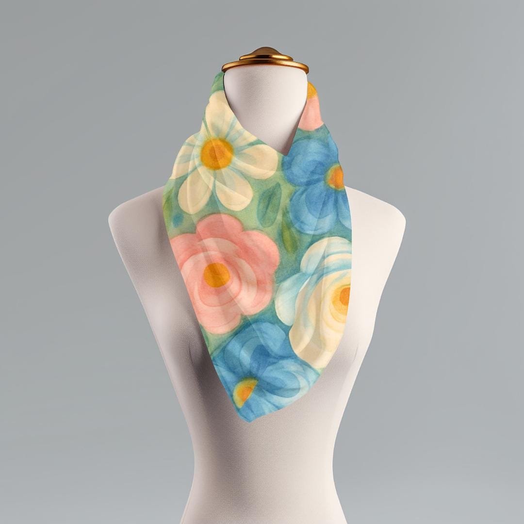 Watercolor Floral Scarf: Boho Pastel Flower Wrap