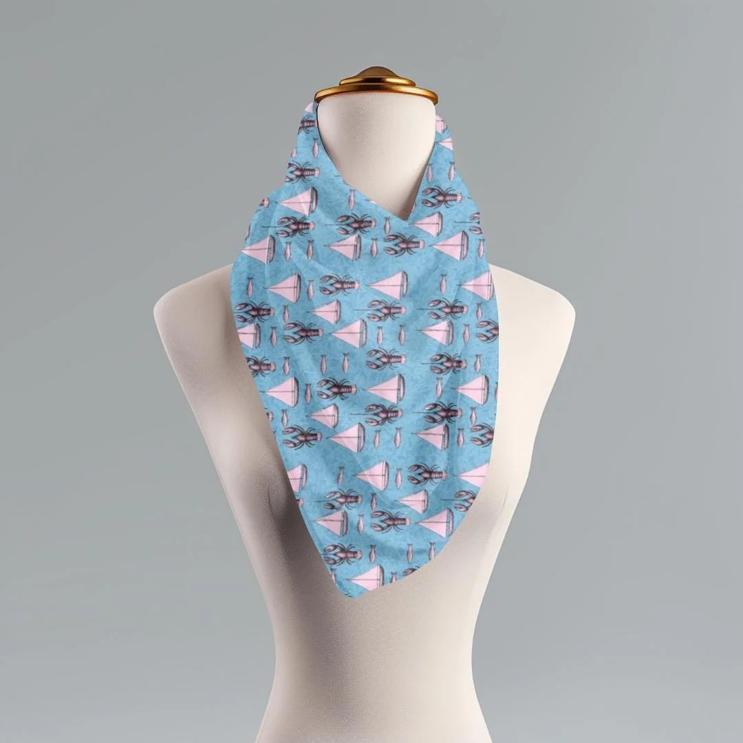 Nautical Scarf: Sailboat Anchor Print, Coastal Beach Wrap