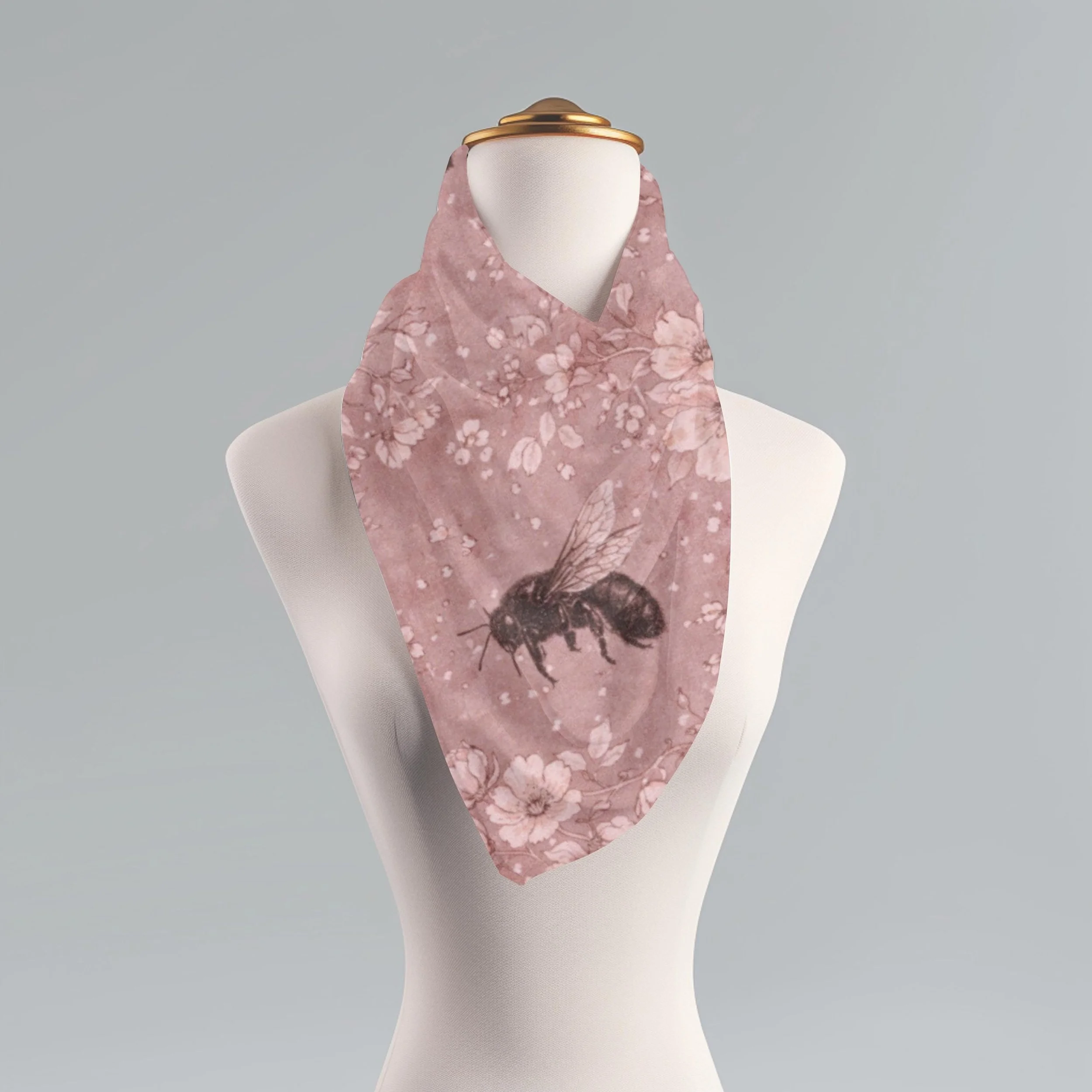 Bee Toile Scarf, Romantic Blush Floral Pollinator Wrap