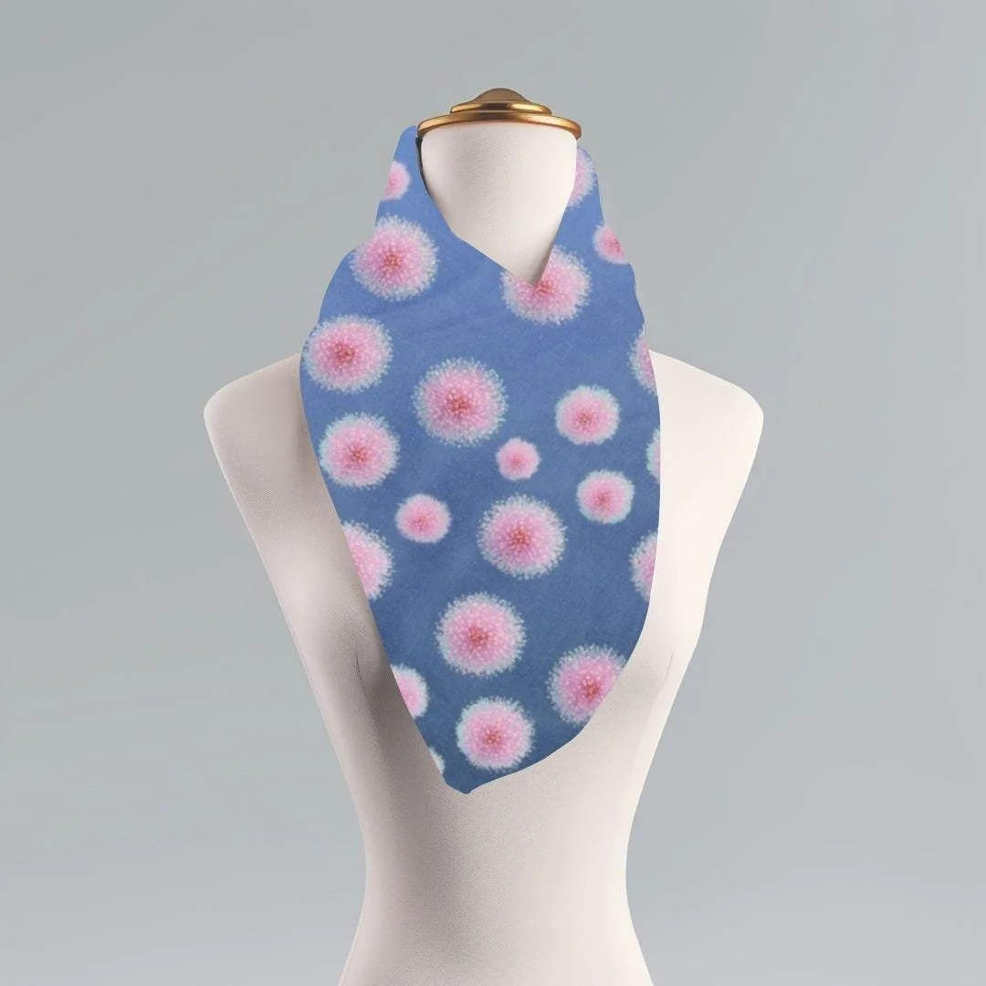 Pink Mimosa Bloom Long Scarf, Floral Wrap, Botanical Touch-Me-Not Flower Shawl, Elegant for Mom