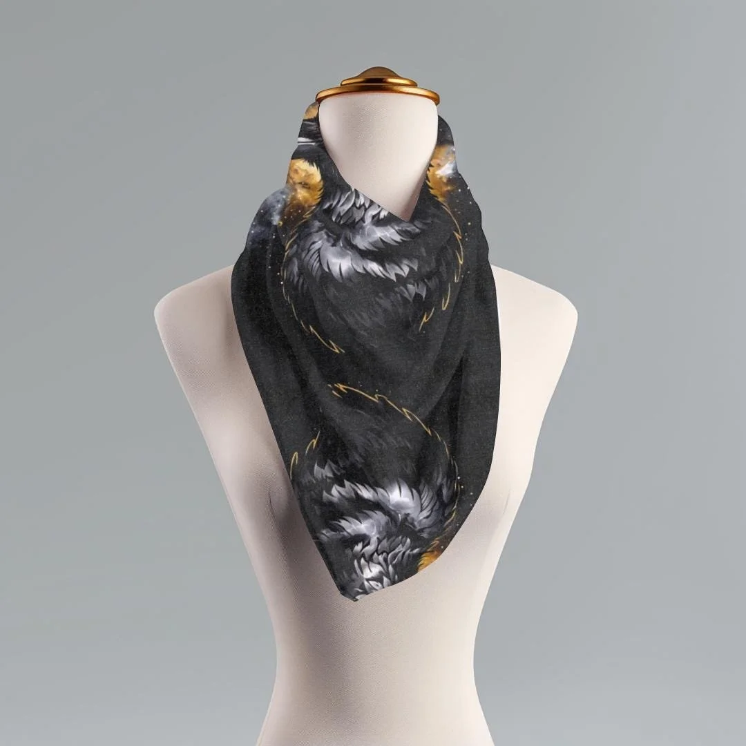 Raven Scarf: Black Starry Night Lightweight Neck Wrap