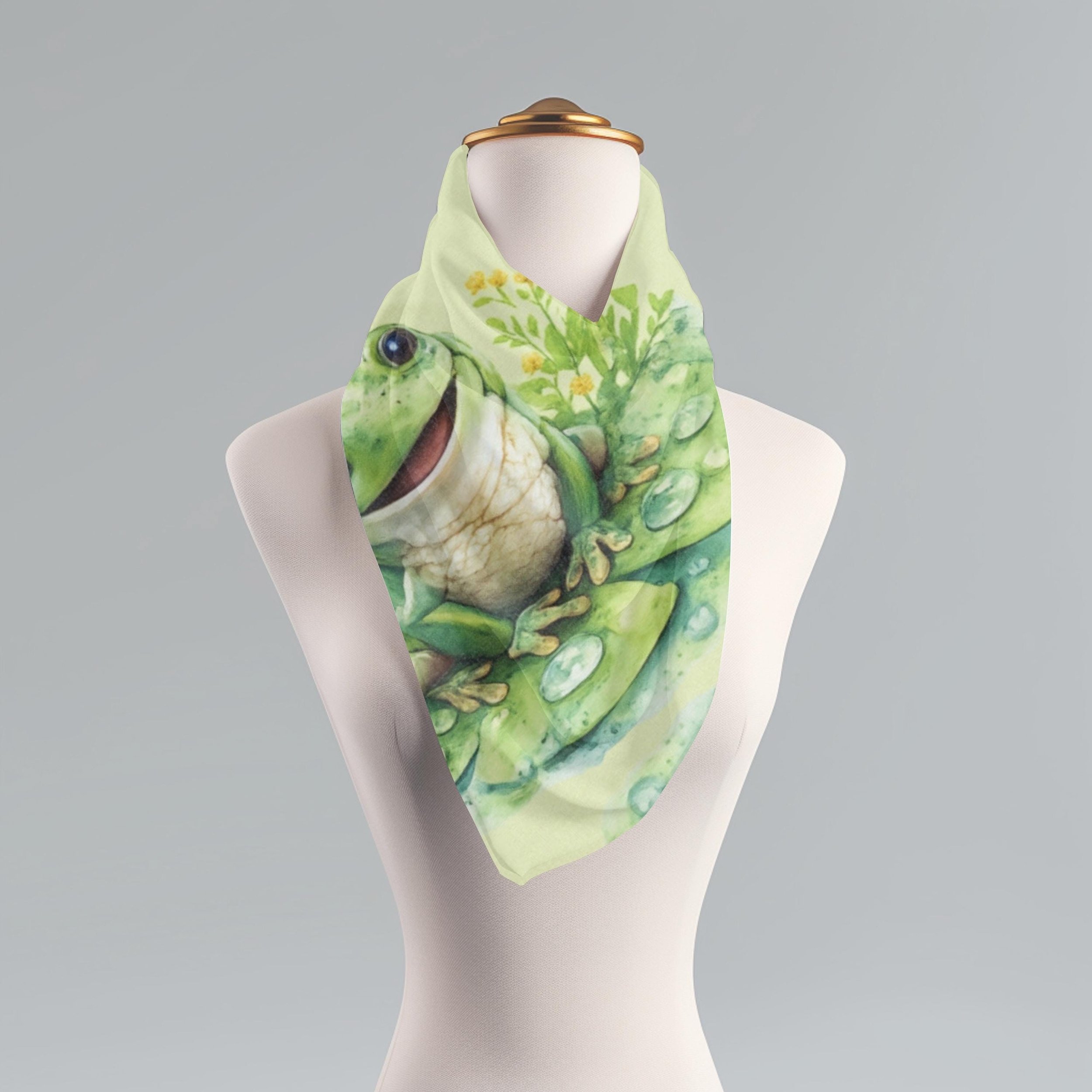 Frog Toile Scarf, Whimsical Cottagecore Art Scarf