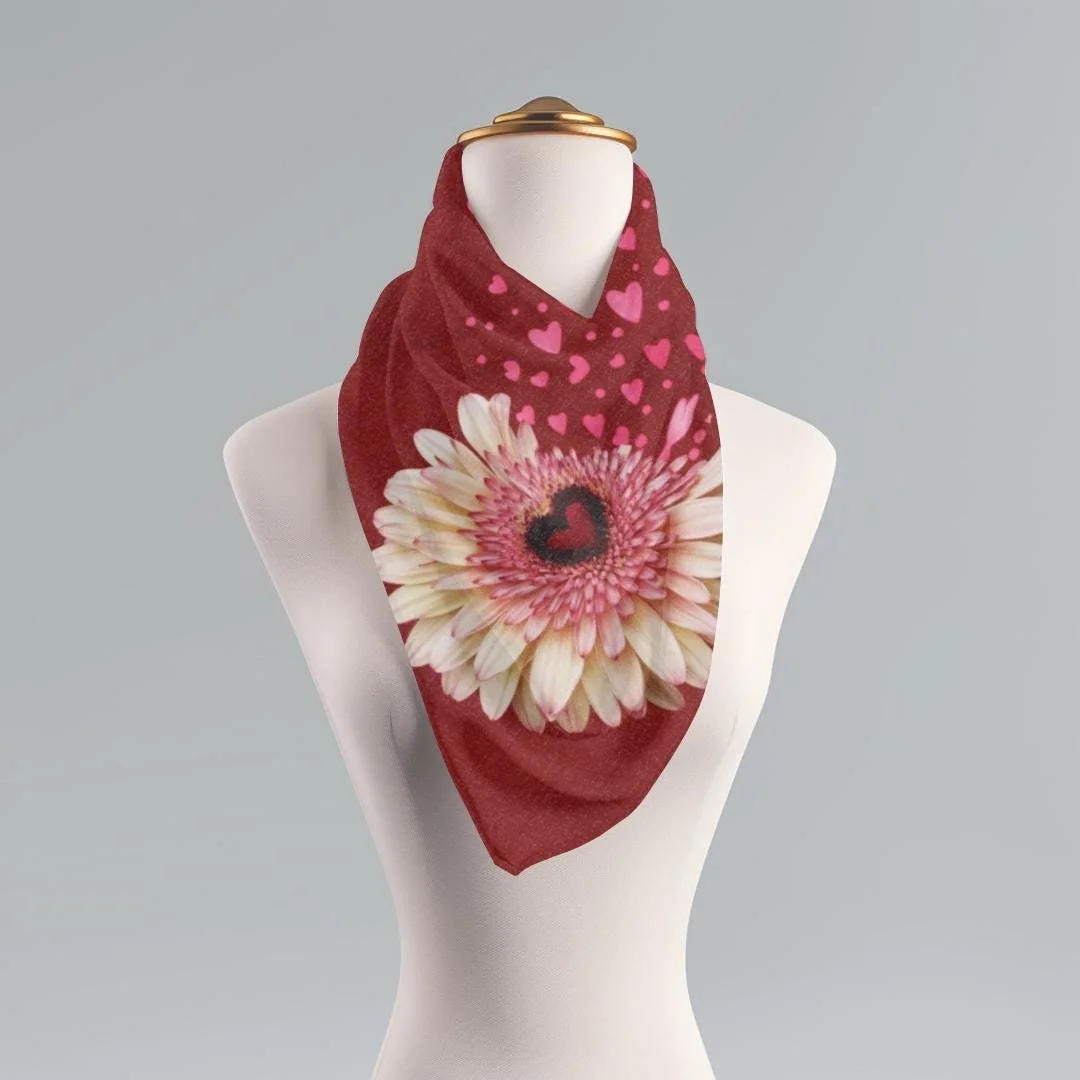 Daisy Heart Long Scarf Romantic Valentine / Valentine / Galentine Warp