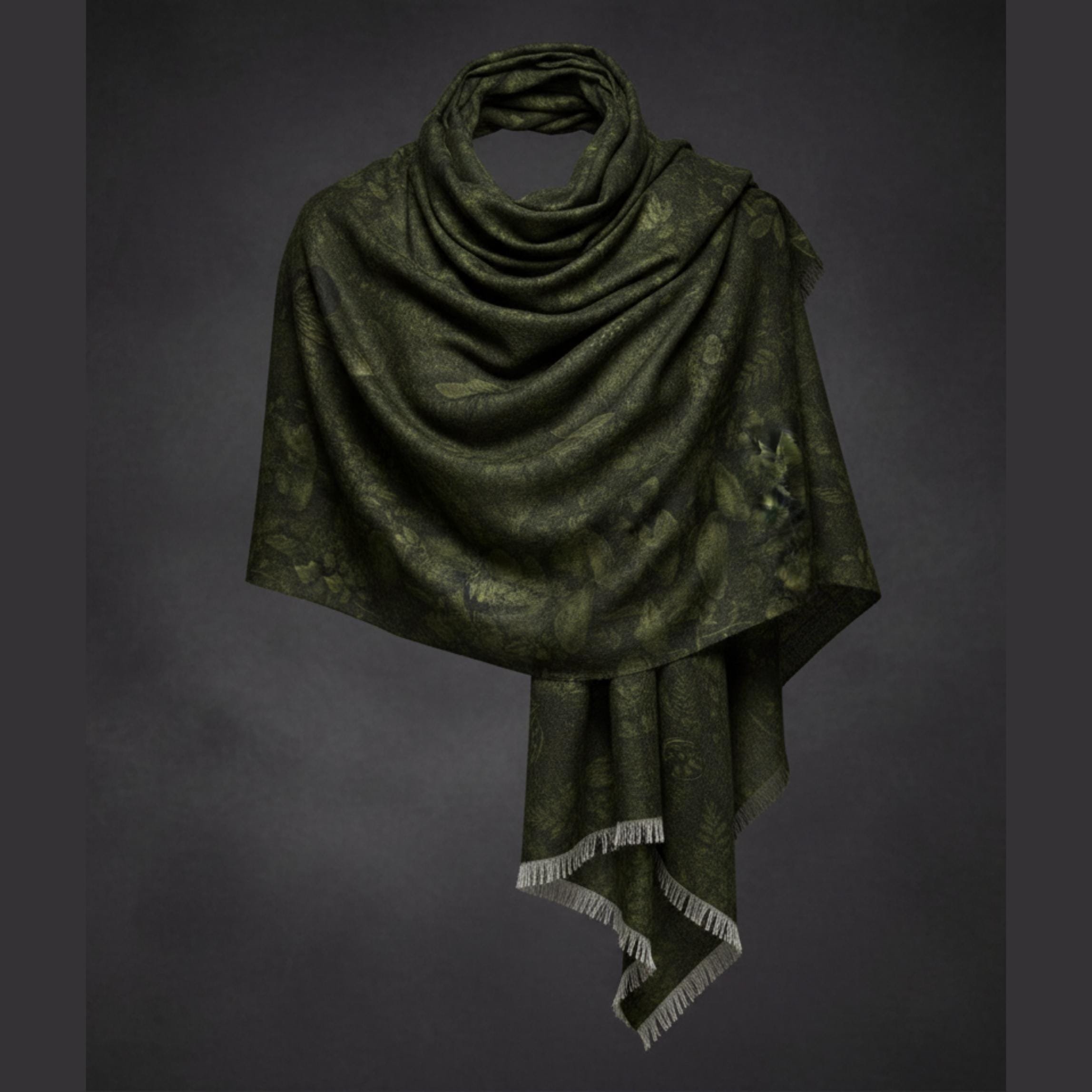 Goblincore Bee Toile Scarf, Forest Botanical Wrap, Woodland Shawl