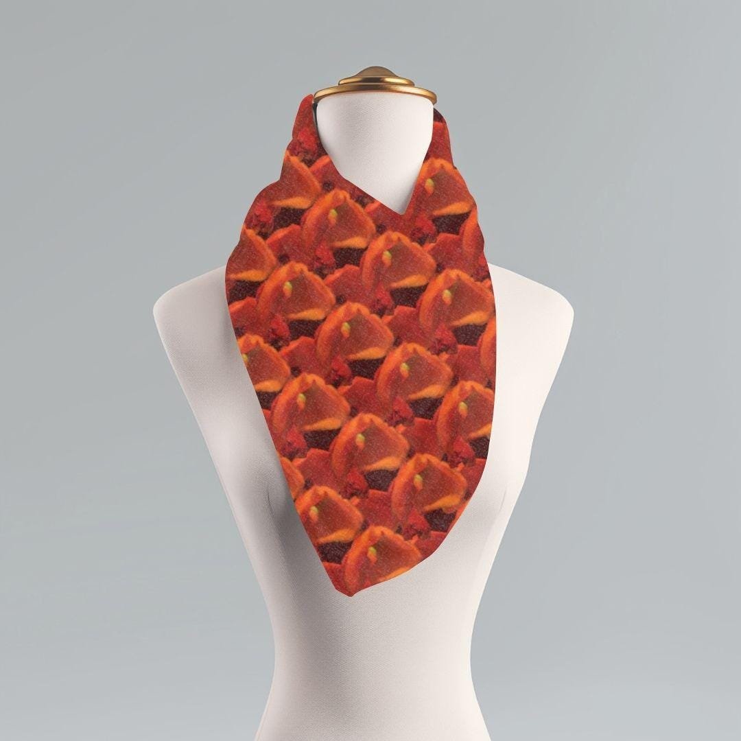 Scarlet Floral Scarf: Women's Lightweight Polyester Neck Wrap