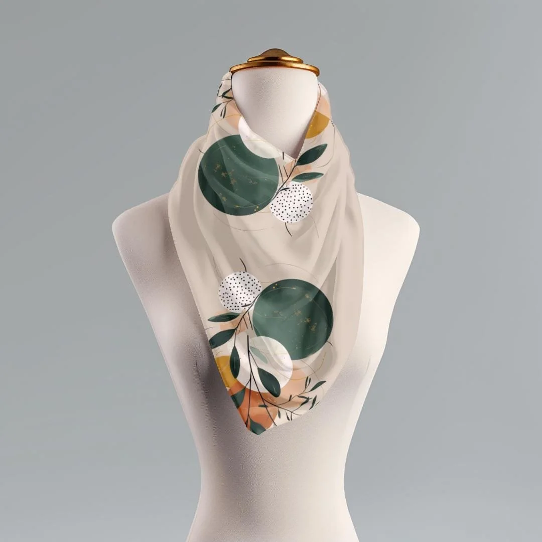 Abstract Japandi Scarf: Earth Tones Boho Style Lightweight Wrap