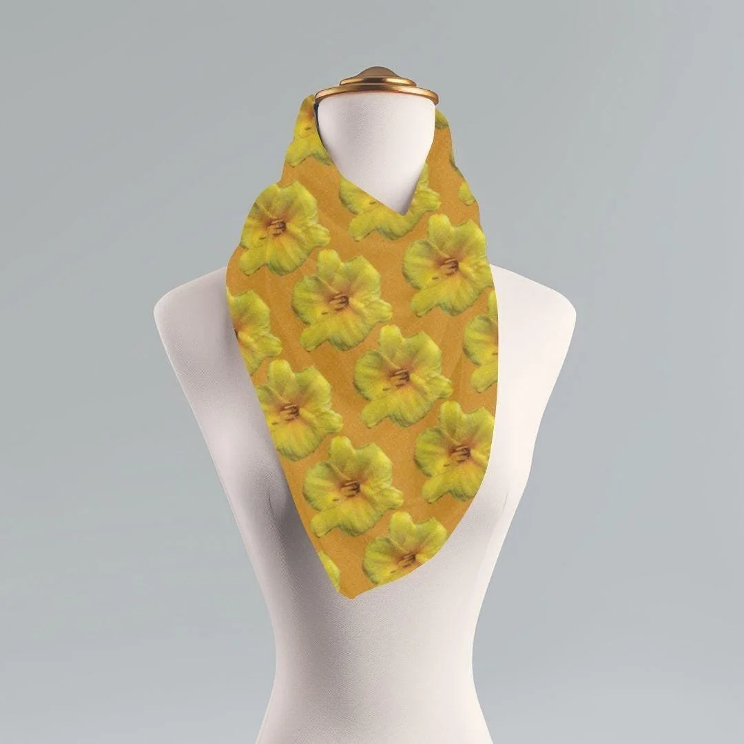 Yellow Daylily Floral Scarf: Lightweight Spring Fashion Accessory