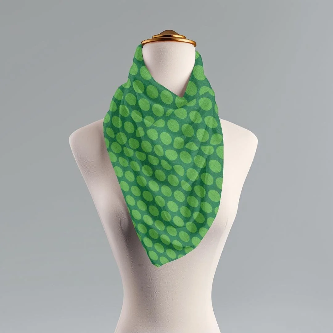 Spring Green Spiral Scarf: Lightweight Polyester Accessory