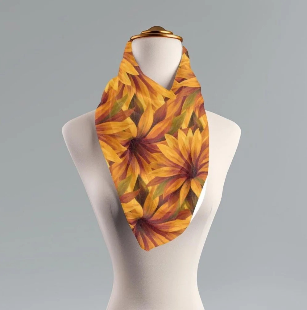 Sunflower Scarf: Boho Autumn Petal Wrap, Lightweight Polyester