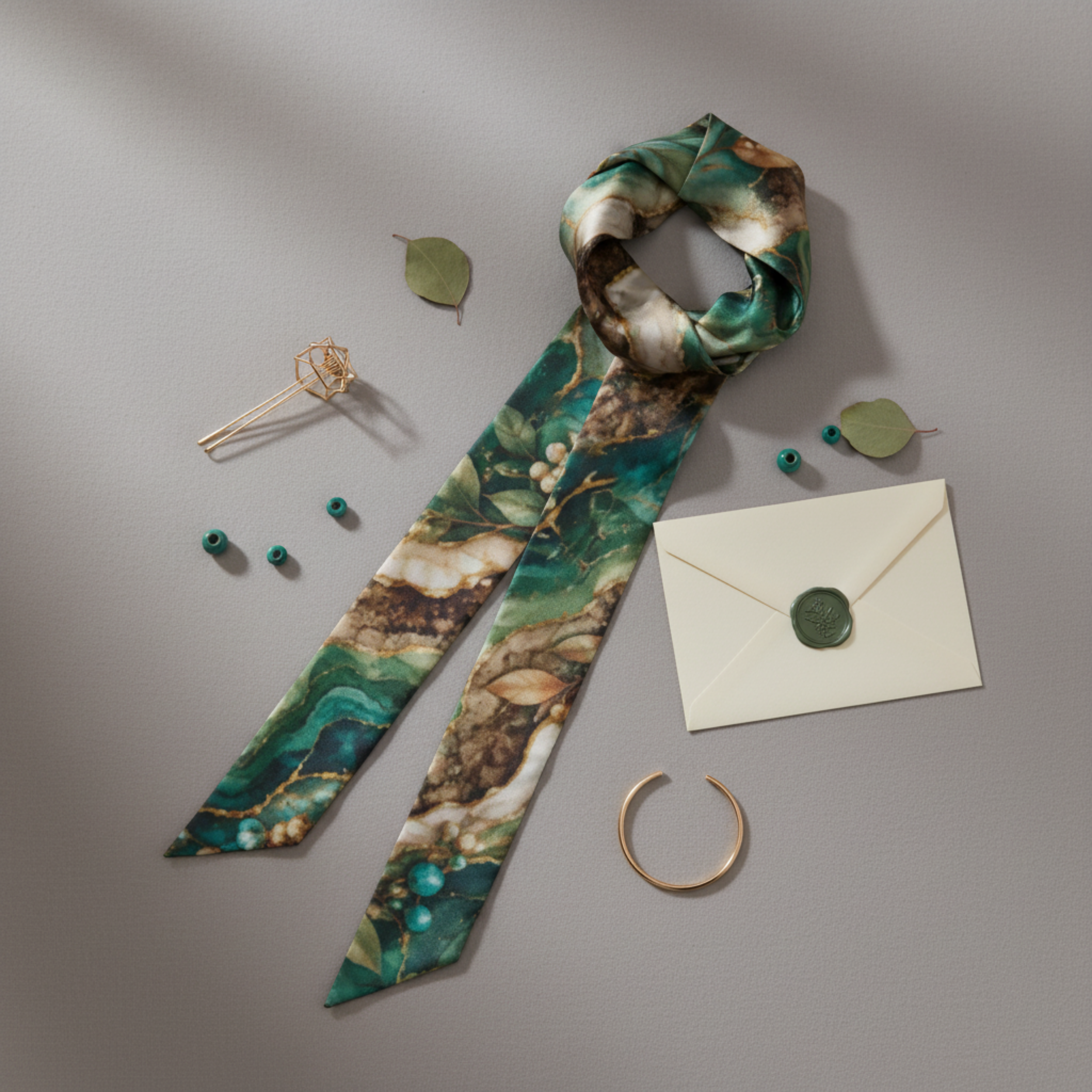 Stoneweave — Canyon Jade | Mulberry Silk Skinny Scarf