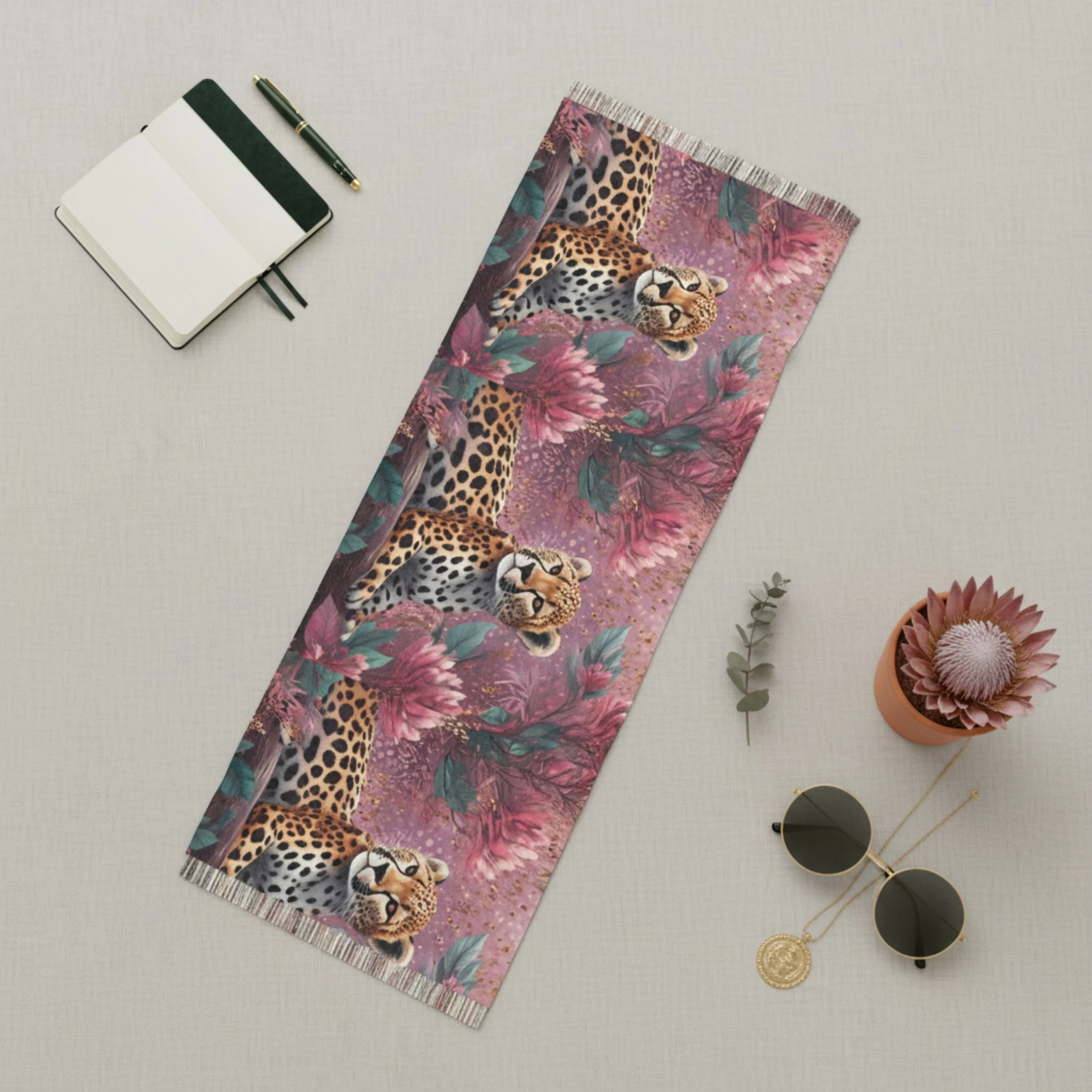 Cheetah Jungle Print Scarf - Floral Wild Elegance