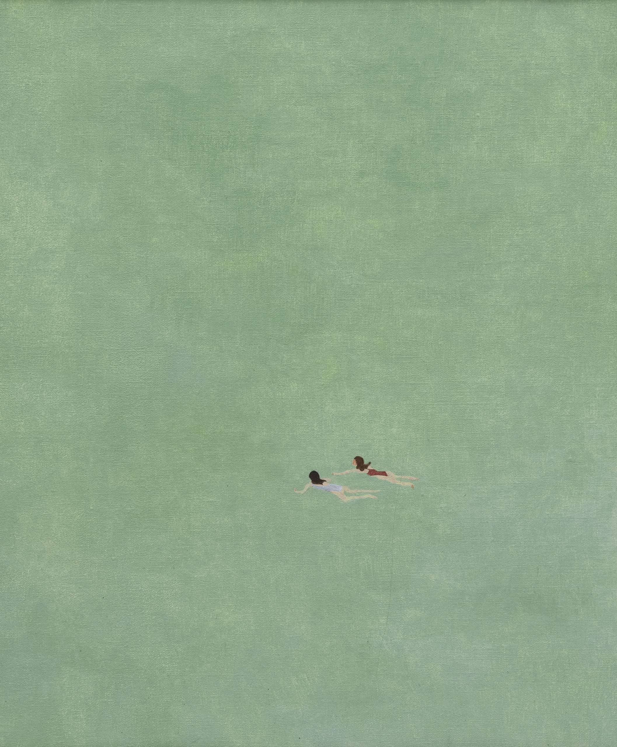 Painting by Guim Tio of two girls swimming